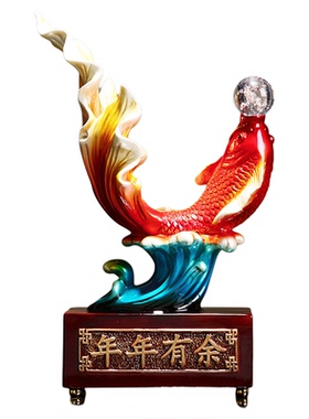招财摆件年年有余锦鲤鱼办公室客厅玄关酒柜如鱼得水开业装饰品