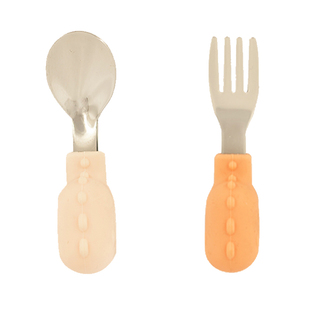 IKV不锈钢舔舔勺叉勺小宝宝学吃饭勺子硅胶婴儿童餐具训练辅食勺