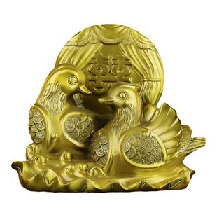 纯黄铜鸳鸯摆件一对床头卧室饰品新婚礼品结婚礼物家居视频创意