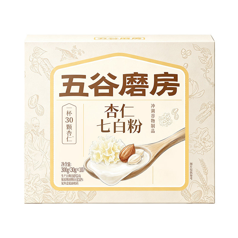 五谷磨房杏仁七白饮粉自然美茯苓百合美龄粥冲调谷物代餐20天装