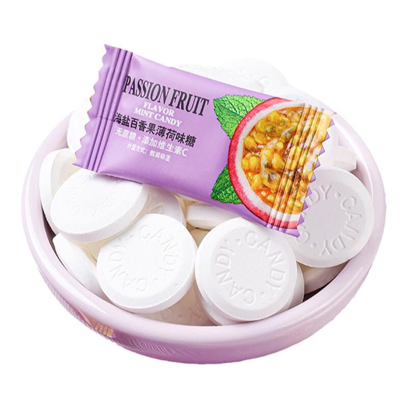 海盐无糖百香果薄荷味糖无糖型维c含片批发散装休闲小零食品糖果