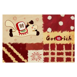 新年氛围感入户门地垫红色喜庆马年卡通可爱玄关防滑耐磨垫子免洗