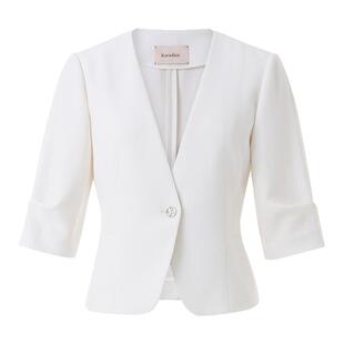 珂莱蒂尔2025年夏季新款材质商务通勤短款五分袖小西装外套女