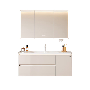 顾家家居轻奢浴室柜组合陶瓷一体盆洗手脸盆柜卫生间卫浴柜洗漱台