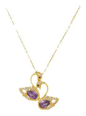 钛钢紫色锆石天鹅钛钢项链女