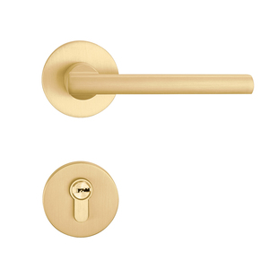 金色门锁室内家用房门锁磁吸静音卧室木门锁拉丝金分体门锁门把手