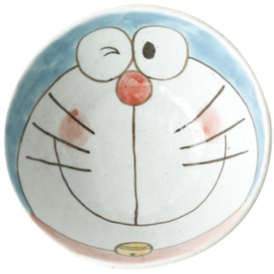 粗陶质感儿童陶瓷餐具套装卡通哆啦A梦机器猫叮当猫碗盘杯勺子