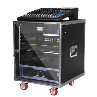 12u黑铝带透明门功放机柜16U调音台架子10U专业KTV话筒音响机柜箱