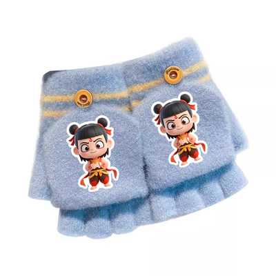 儿童保暖半指翻盖指套