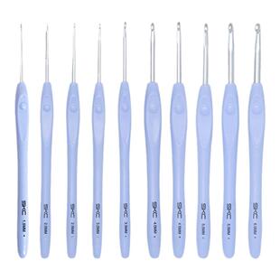 SKC蓝色手柄钩针工具 手工diy毛线编织毛衣针TPR软胶柄铝勾针套装