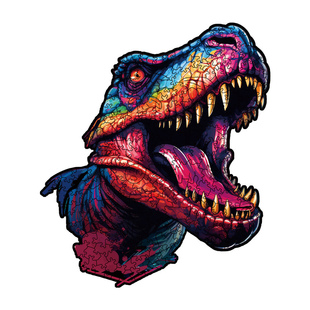 恐龙异形木质拼图动物不规则线玩具，炫酷恐龙精致拼图