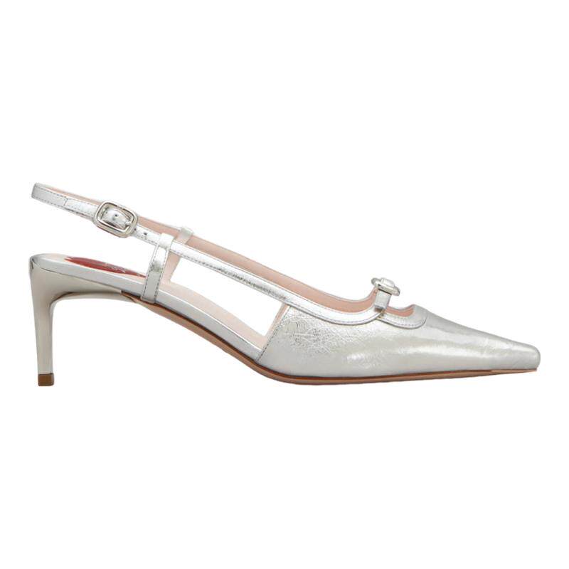 RogerVivier/罗杰维维亚女士高跟鞋羊皮金属饰面细带迷你搭扣新款