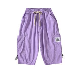 苏黎世家女大童工装短裤夏季新款韩版宽松时髦薄款运动儿童七分裤