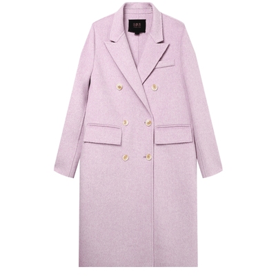 白鹿语羊毛混纺翻领双面呢大衣