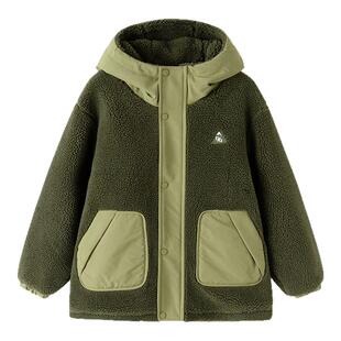 巴拉巴拉男童棉服中大童摇粒绒外套儿童加厚上衣连帽春秋新款童装