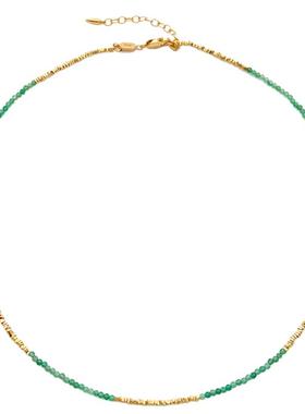 绿玛瑙S925银轻奢个性锁骨链女