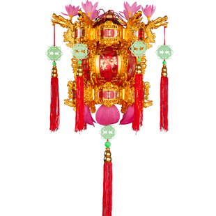 故宫六角旋转宫满月添丁灯带电莲花灯谜灯笼过年结婚大门口装饰品