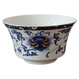 陶瓷茶碗盖子单碗身家用茶馆餐厅八宝三炮台茶大碗配件复古青花风