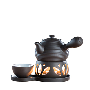 家用陶制温茶器蜡烛温茶炉陶瓷煮茶器复古原陶干烧台茶道零配侧把