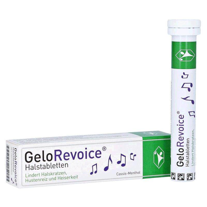 欧洲直邮德国GeloRevoice修复声带受损沙哑护嗓含片20粒黑加仑味