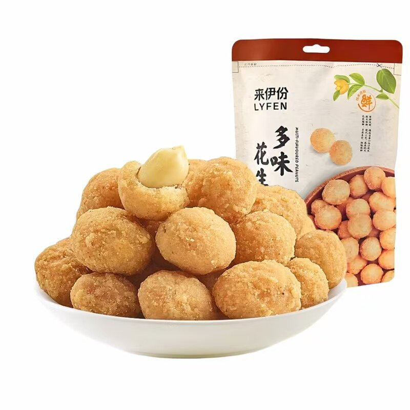 来伊份多味花生豆186g袋装甜辣味花生米炒货下午茶办公休闲小零食