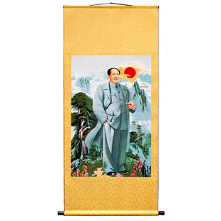 毛爷爷中堂挂画刺绣三联客厅装饰农村堂屋伟人墙画大厅毛主席画像