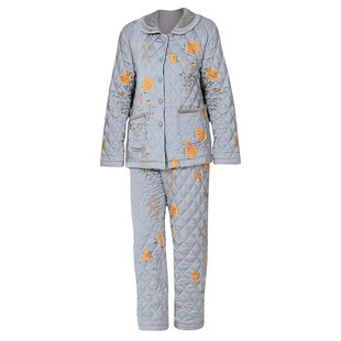 曼诺曼蒂克家居服套装睡衣女士新款冬季加绒加厚休闲中长款两件套