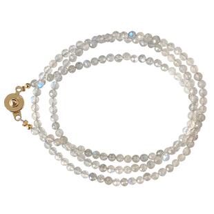 小珠子天然灰月光石手链拉长石多圈手串包金扣极细简约配饰女礼物