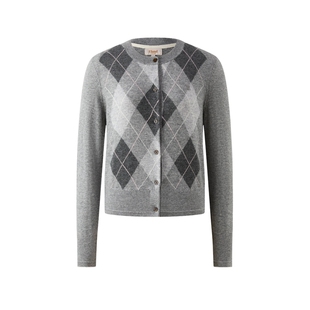 【美丽诺羊毛】Eland衣恋毛针织衫女时尚菱格毛衣2025冬季新款