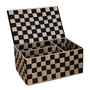 家用手工编织带盖化妆品收纳盒衣服内衣裤袜子整理箱抽屉分格筐