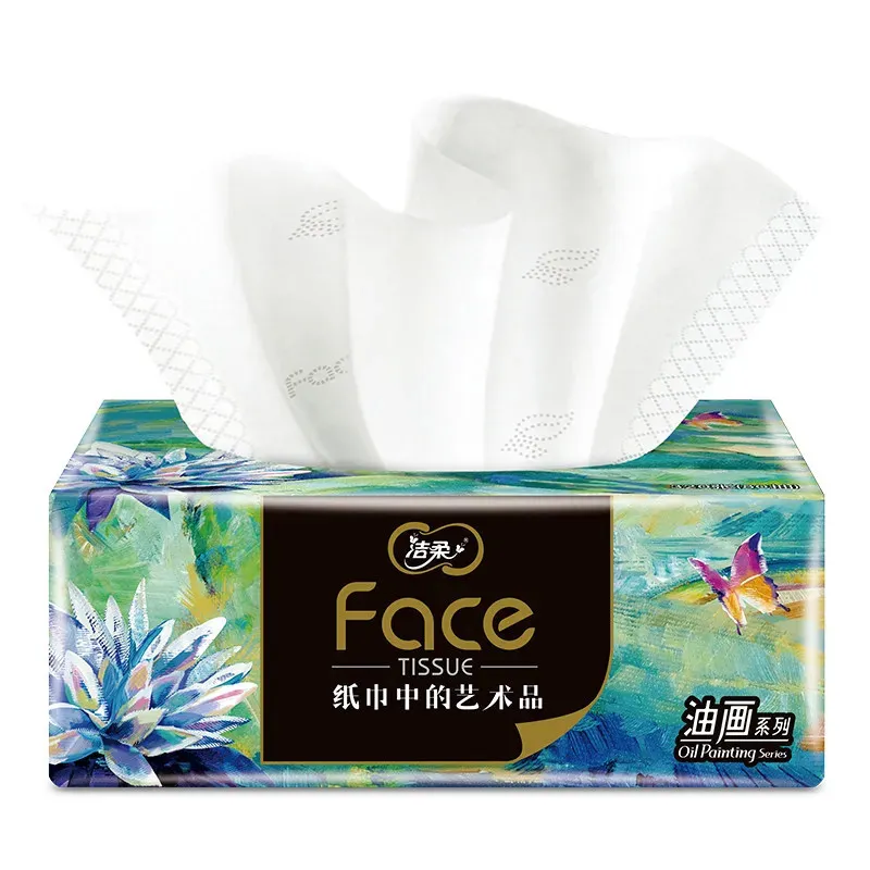 洁柔纸巾油画抽纸面巾纸擦手纸四层加厚320张家用实惠箱装餐巾纸