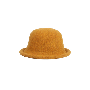 复古赫本风圆顶渔夫帽韩版冬季卷边小礼帽女显脸小羊毛呢千金帽子