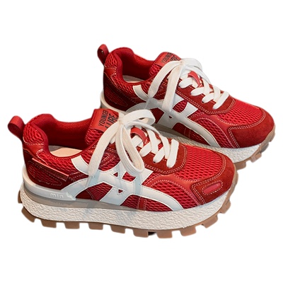 女款运动厚底增高红色阿甘德训鞋