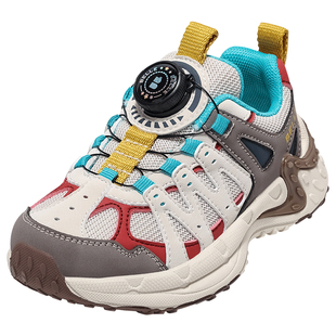 百丽童鞋儿童户外鞋2025秋季新款女童登山徒步鞋男童旋转扣运动鞋