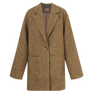 COCOBELLA美拉德穿搭羊毛大衣秋冬设计感拼接通勤毛呢外套WL3229