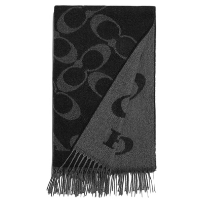 正品COACH蔻驰围巾男女经典双面羊毛羊绒大logo秋冬保暖披肩围脖