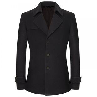 报喜鸟秋冬季男士商务休闲短款纯色毛呢大衣上衣舒适质感百搭外套