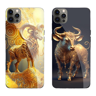 适用苹果17手机壳iPhone18夜光16十二生肖14玻璃15新品13爆12男士11本命年外套18pro情侣16plus女款18promax