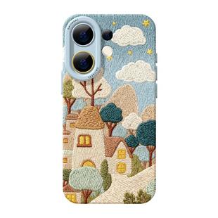 适用vivos30手机壳女款s19pro保护套vivo s16e全包18防摔s15/s12高级s18硅胶软s17外壳刺绣s9创意小镇新款s20