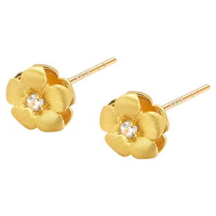 925纯银拉丝花朵耳钉女2025新款爆款简约耳饰气质轻奢高级耳环