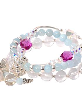 海蓝宝石白水晶手链女ins潮森系