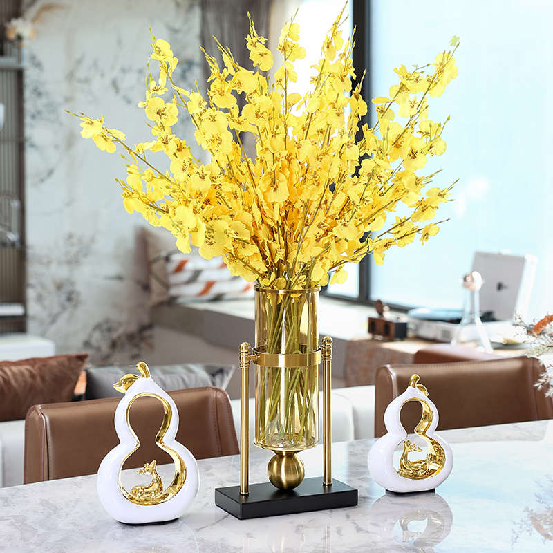 葫芦摆件新中式陶瓷轻奢高档办公室客厅酒柜家居软装饰品乔迁新居