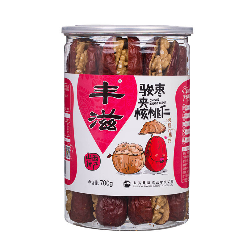 丰滋红枣夹加核桃仁700g*2罐山西特产骏枣大枣桃零食夹心核桃枣