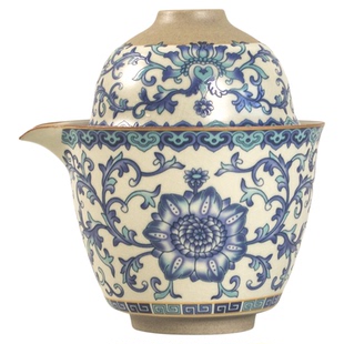 青花汝窑茶壶家用陶瓷功夫茶具泡茶壶手抓壶茶杯茶具套装茶壶茶杯