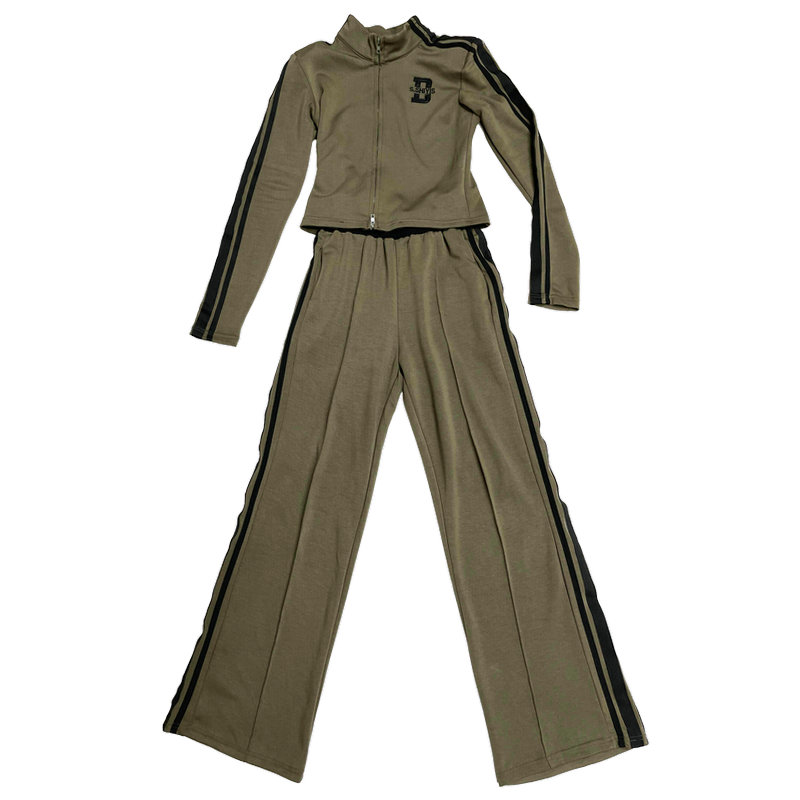 军绿色美式炸街运动服套装女秋季