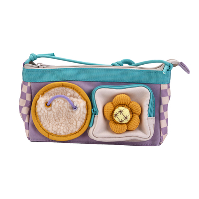 欧力益笔袋大容量分区花朵斜跨包