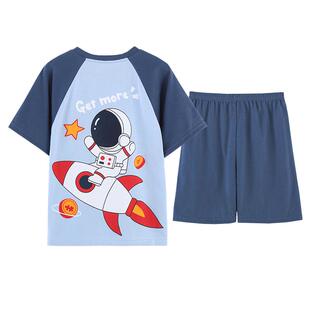 夏季儿童男童睡衣宝宝纯棉薄款短袖套装女孩中大童学生全棉家居服