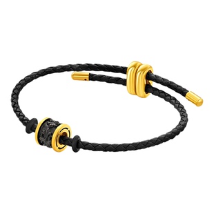 周大福酷黑鸢尾花足金黄金吊坠转运珠配绳情侣多款-FZ