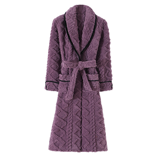 睡袍女冬季睡衣2025年新款珊瑚绒加厚加绒浴袍长款秋冬法兰绒浴衣