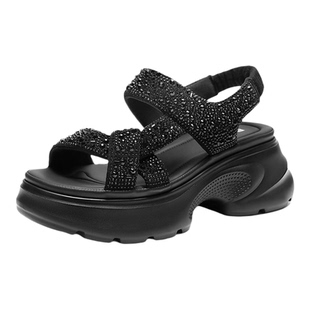 百丽繁星厚底增高运动凉鞋女26夏季新款透气法式休闲沙滩鞋F4A1D